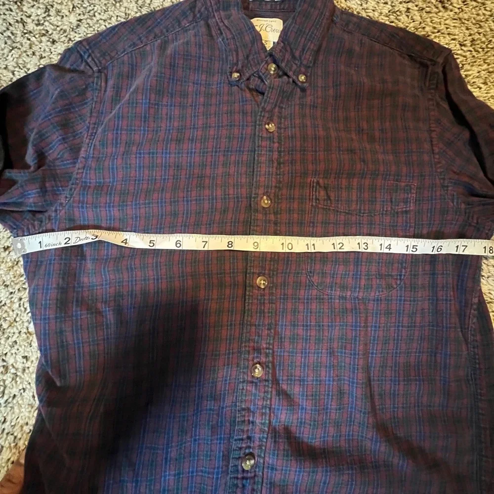J Crew Brushed Twill Plaid Button Down Shirt Mens Small Slim Fit Red Blue